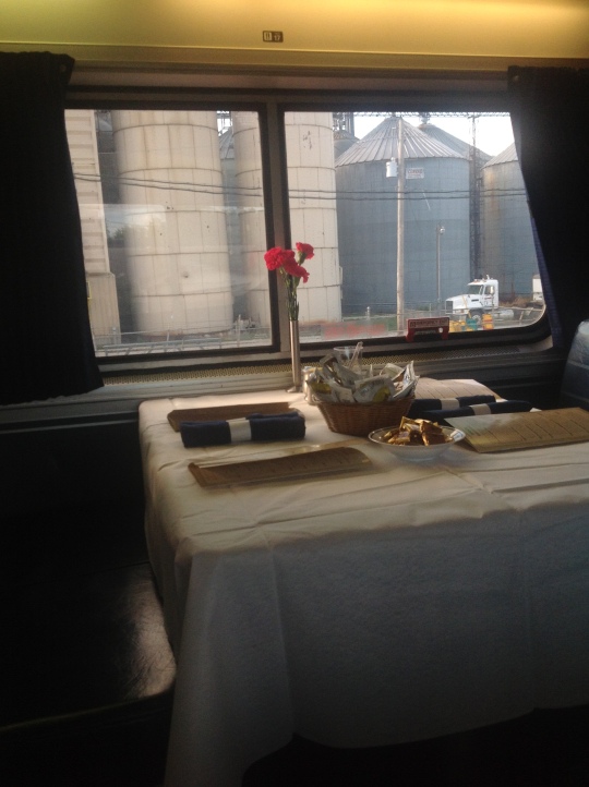 The dining car is set up like a real restaurant 